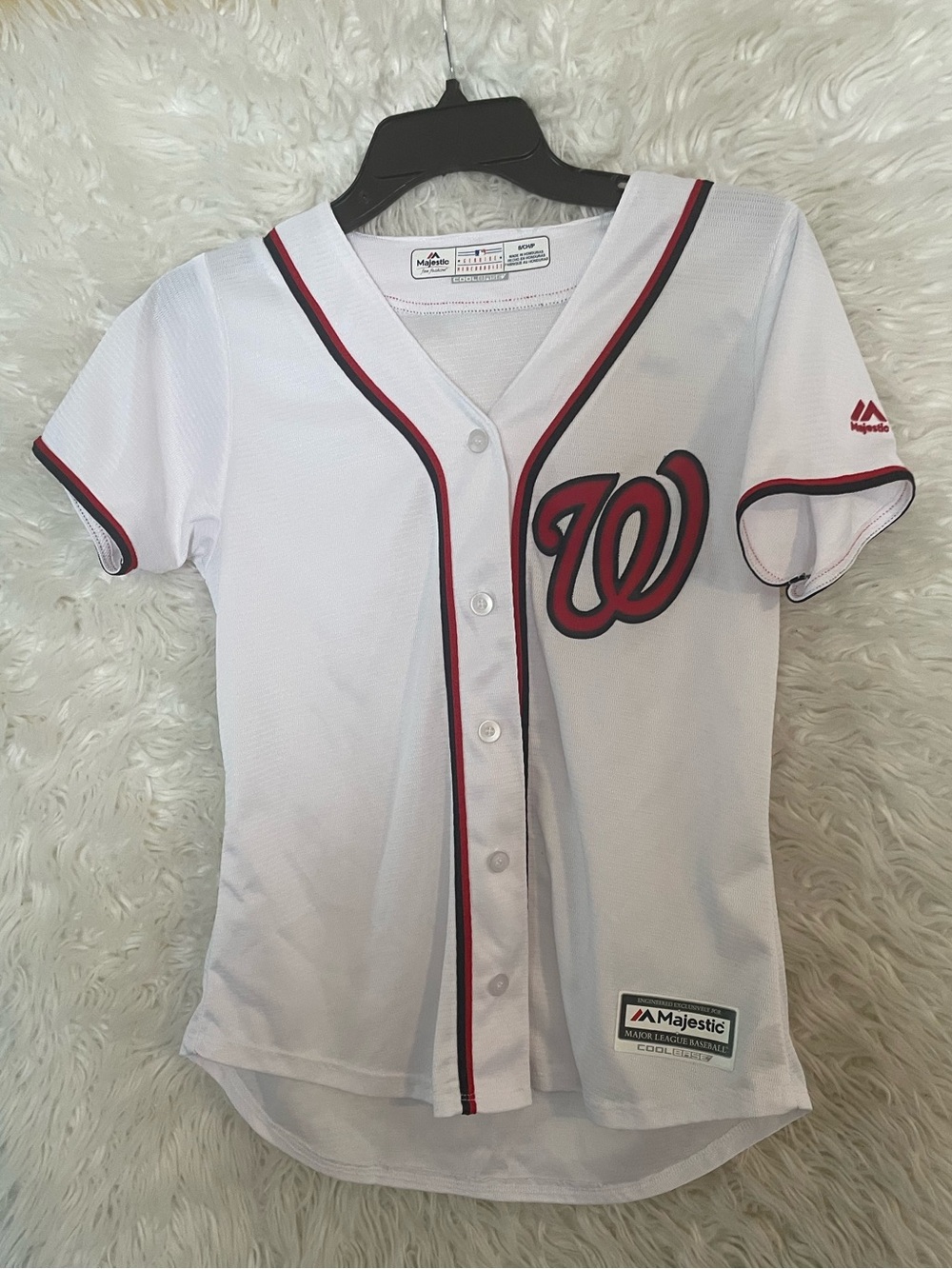 Majestic Washington Nationals White Red Trim Women's Baseball Jersey